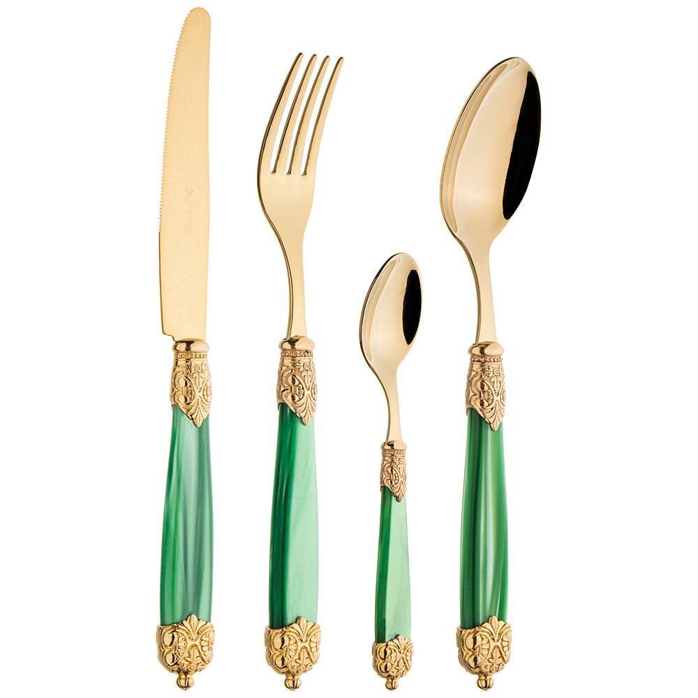 НАБОР СТОЛОВЫХ ПРИБОРОВ "MIRAGE GOLD GREEN" НА 6 ПЕРСОН 24 ПР.