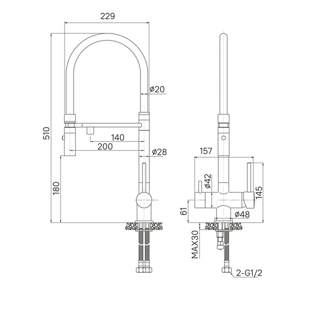 Смеситель для кухни 35к IDDIS ACESBFFi05 "Ace" высокий, 3 в1, вых. д/пит. фильтра, душ  ХРОМ