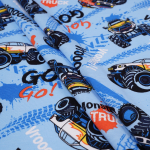 Кулирная гладь с рисунком, 100% хлопок, 150 гр/м2, голубой/чёрный (20669)