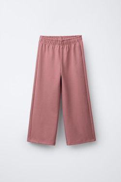 ZARA КОМПЛЕКТ ИЗ ТОЛСТОВКИ И БРЮК WIDE LEG ИЗ ТКАНИ ИНТЕРЛОК, РОЗОВЫЙ