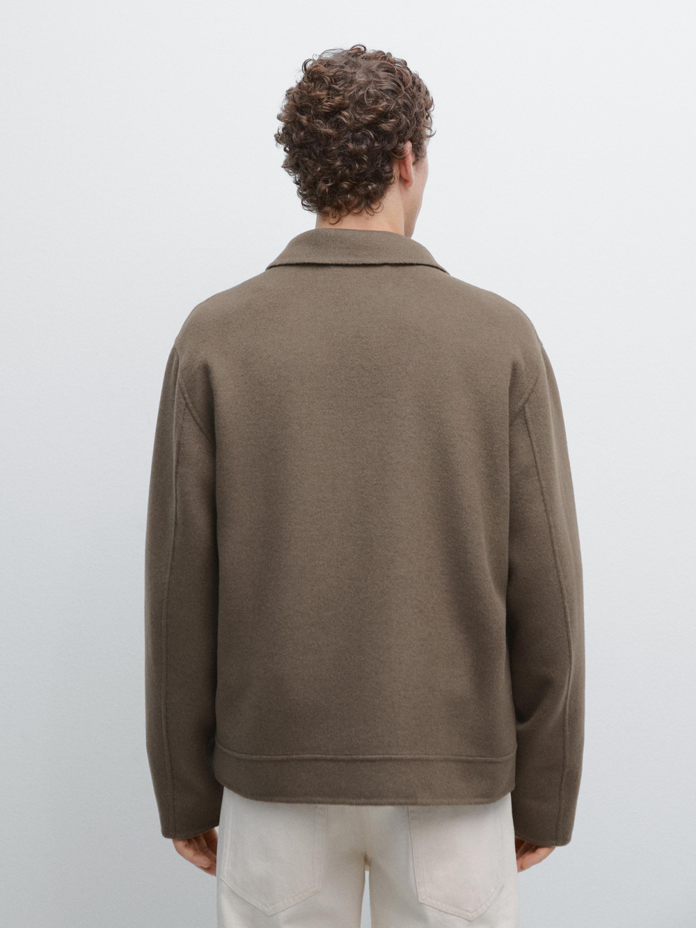 Massimo Dutti Куртка из смесовой шерсти с карманами, зеленоватый