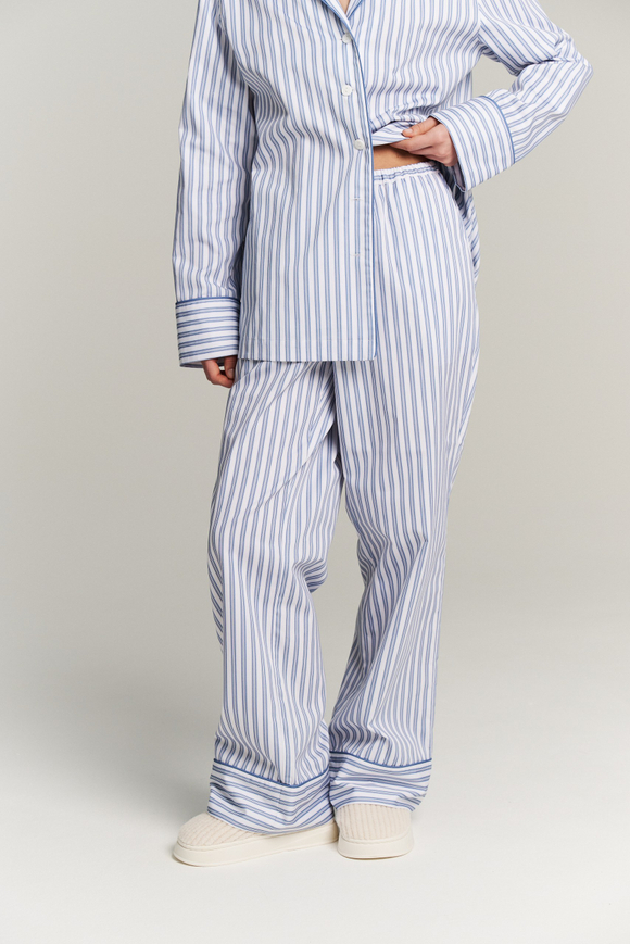 Брюки с кантом из сатина в полоску