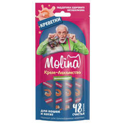 Molina, Функциональное крем-лакомство для взрослых кошек, Креветки, 48 гр.