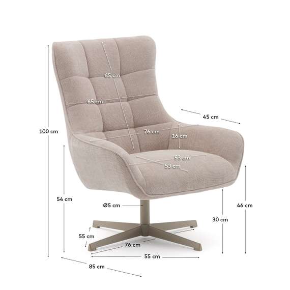 Крутящееся кресло Teryl, бежевый шенилл, серая ножка