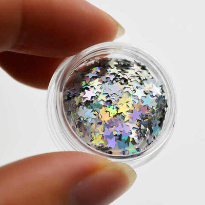 Блестки крупные "Звезды"  серебро 3 гр в баночке