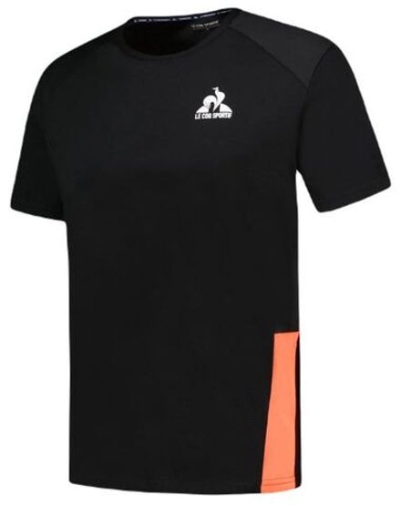 Теннисная футболка Le Coq Sportif Training T-Shirt Short Sleeve N°1 - black/orange perf