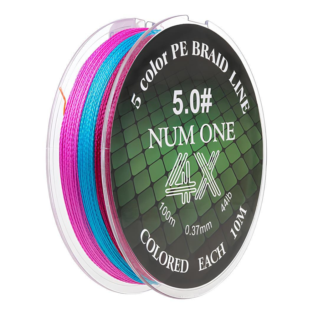 Шнур NUM ONE PE4X-100M 5.0#/0,370 mm Multi Colour