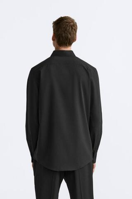 ZARA РУБАШКА ИЗ ЭЛАСТИЧНОЙ ТКАНИ, ЧЕРНЫЙ