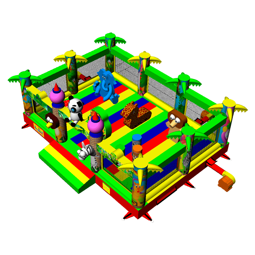 Коммерческий надувной батут «Зверята на радуге», без горки, 7*5*2,8 м