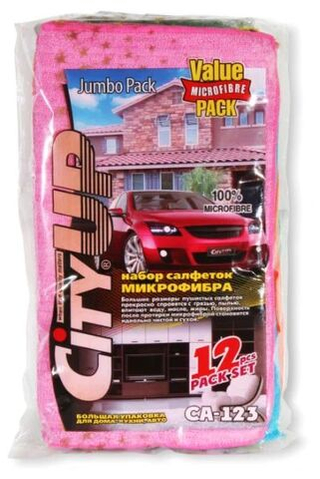 Салфетка микрофибра "City UP-123G"Jumbo (12шт) 35*40см
