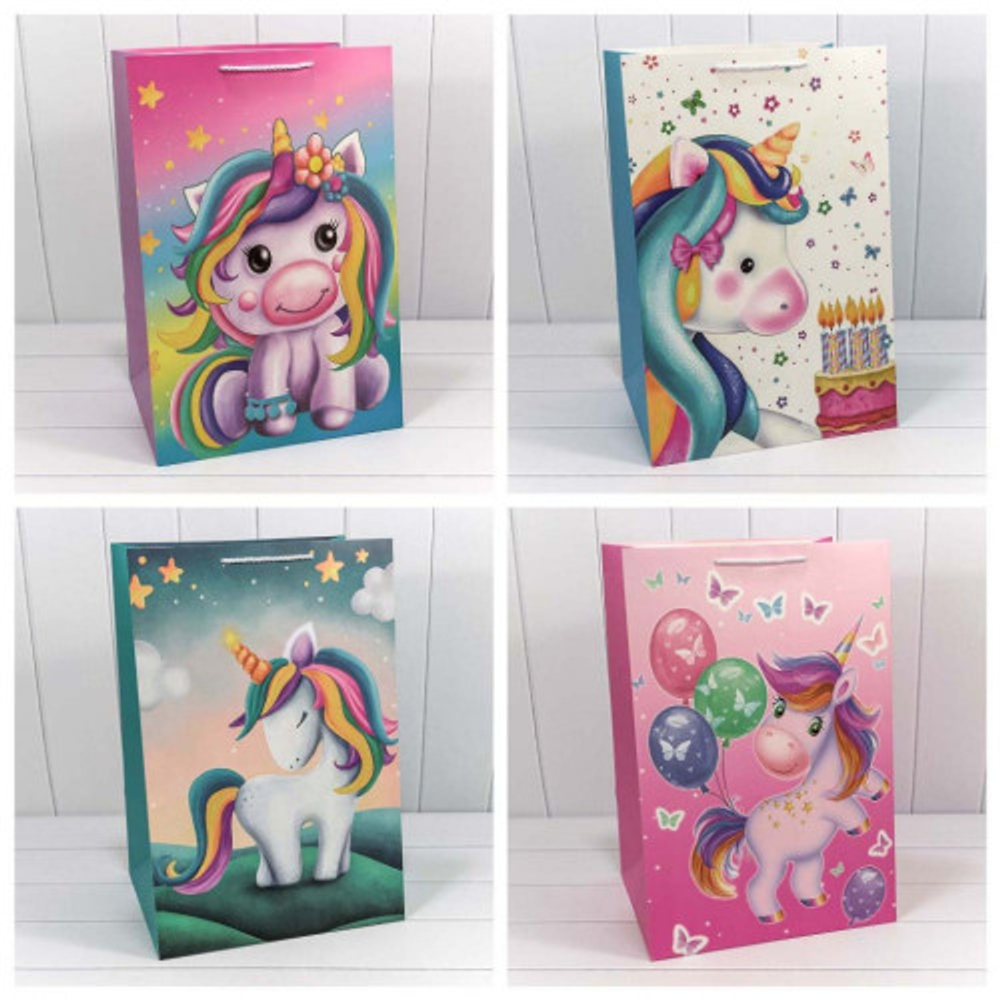 Пакет подарочный 36х54х30см "Единорог" (Микс)