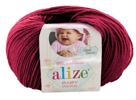 Пряжа Baby wool ( Alize) 390 Вишня, фото