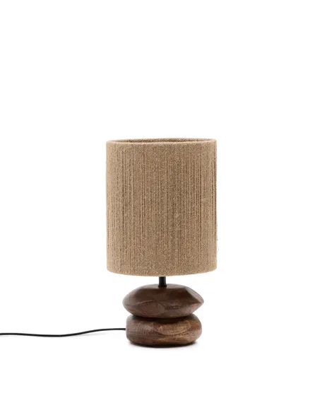 Настольная лампа Kor из джута и акации в темной отделке