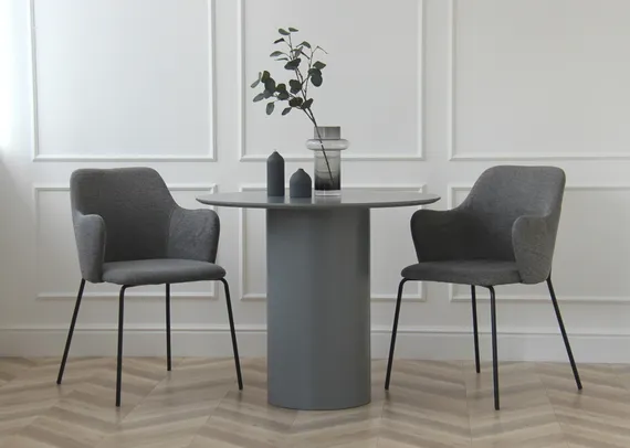 Стол обеденный Type D 90 см основание D 39 см (серый)