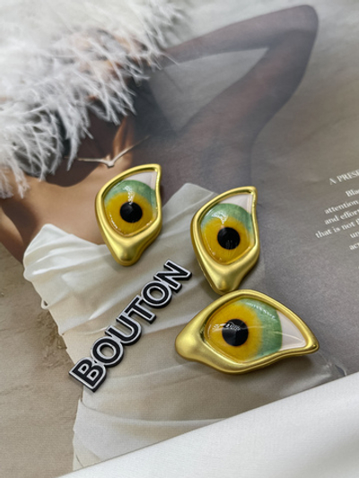 Пуговицы золотистые Скиап. "Большой зеленый глаз"