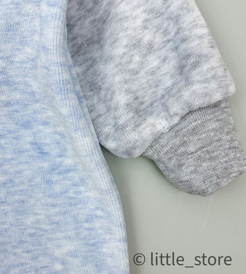 Комбинезон велюровый Голубой меланж (серая отделка)