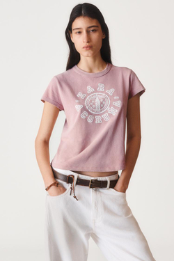ZARA ФУТБОЛКА В СТИЛЕ ПРЕППИ «50TH ANNIVERSARY», РОЗОВЫЙ
