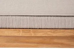 "Канны" правый модуль плетеный из роупа, основание дуб, роуп бежевый круглый, ткань бежевая 052