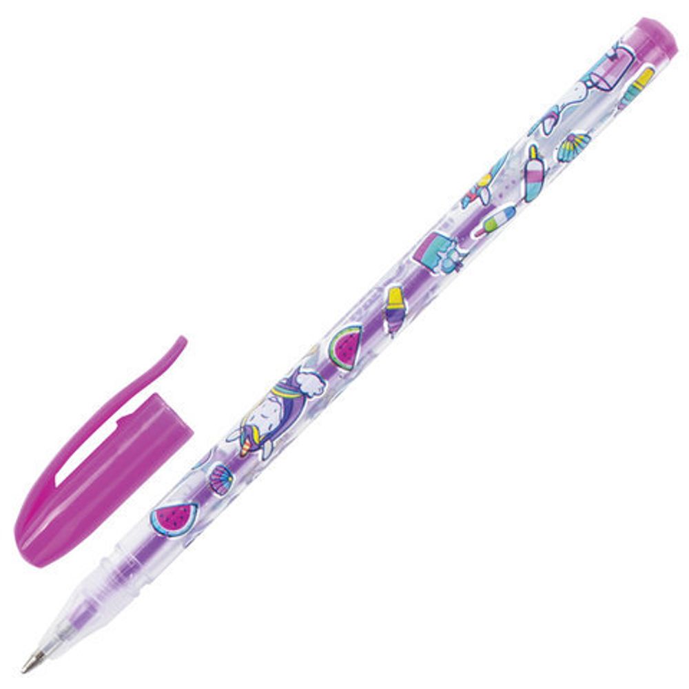 Ручки гелевые ЮНЛАНДИЯ, НАБОР 6 ЦВЕТОВ, ПАСТЕЛЬ, корпус с печатью, узел 0,7 мм, линия письма 0,5 мм, 142803