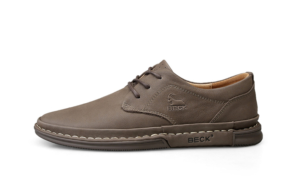 BECK Casual Leather Shoes Men"s Low top Sand/Khaki