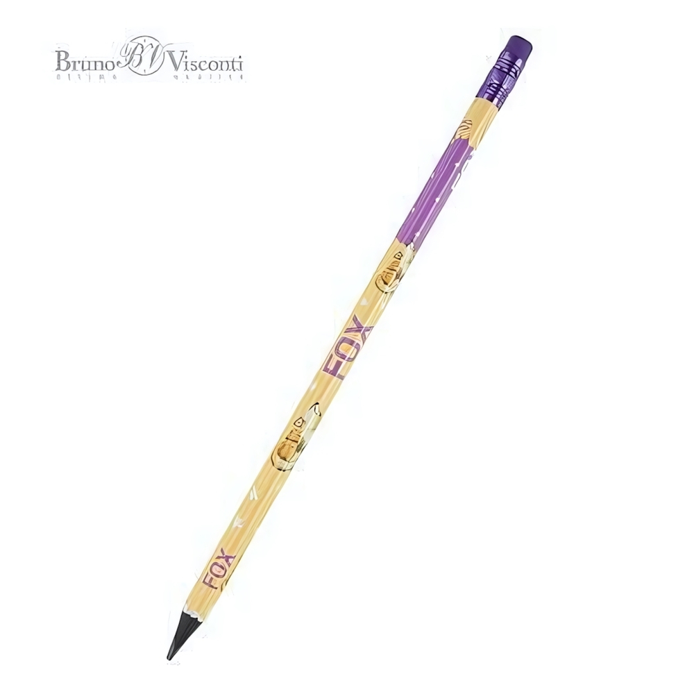 Карандаш ч/г НВ с ластиком "Kids. Лисенок" пласт.корпус (BrunoVisconti)