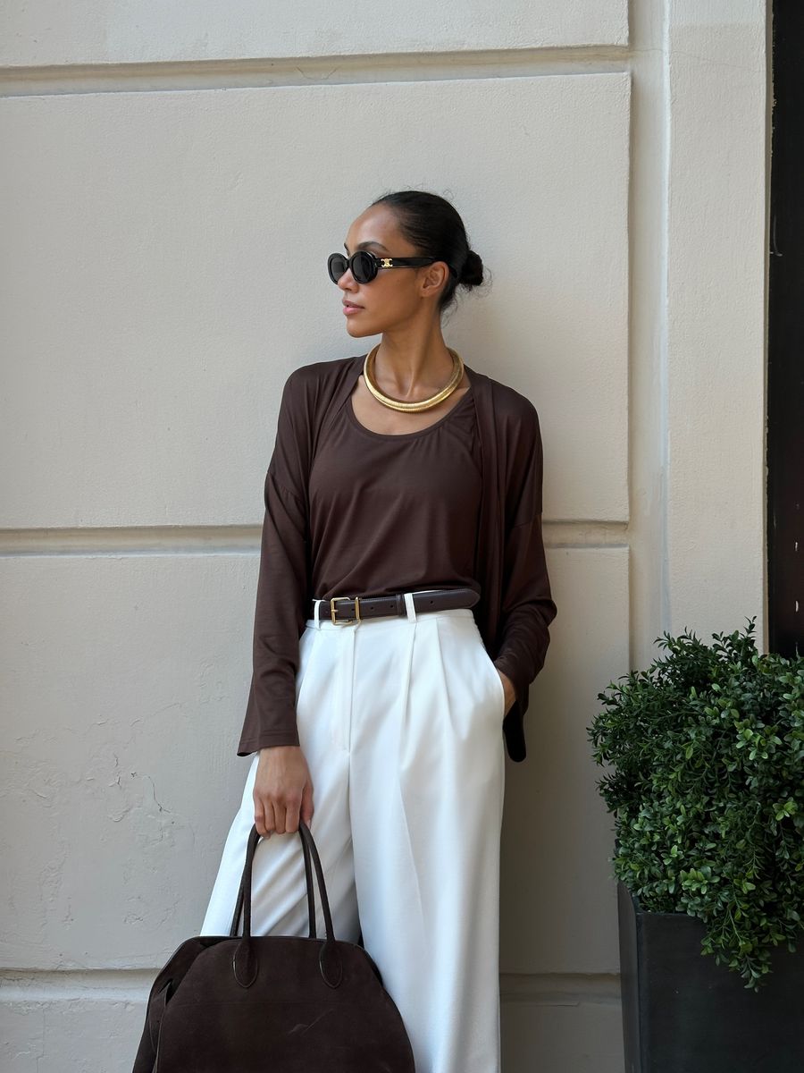 Майка из трикотажа шоколадная