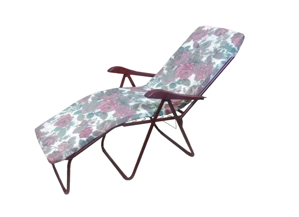 Кресло -шезлонг Машека арт.С399/48 (1 шт. в уп.) (каркас бордовый, ткань бордо цветы)