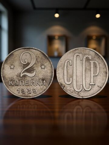 2 копейки 1939 года Проба СССР Копия пробной советской монеты никель