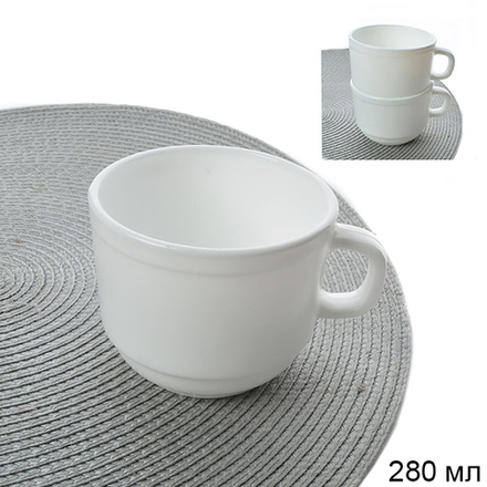 Кружка 250 мл белая форма прямая АКЦИЯ / M-250-YF /уп 6/72/ штабелируемая 588420