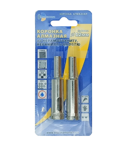 400012 Коронка алмаз по керамике 12мм (2 шт)
