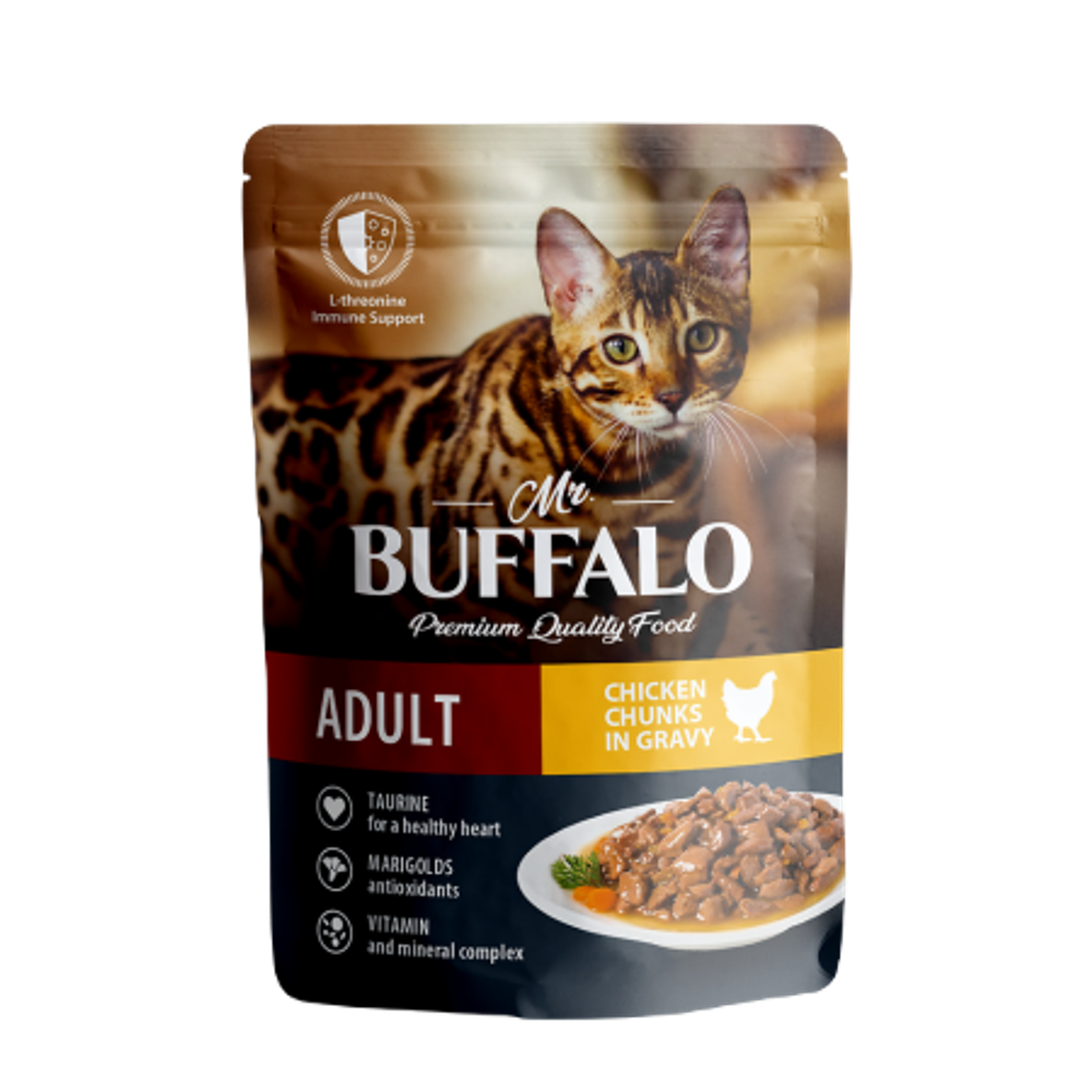 Mr.Buffalo 85г пауч Adult Влажный корм для взрослых кошек Цыпленок (соус)