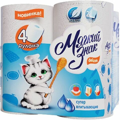 Полотенца бумажные МЯГКИЙ ЗНАК Deluxe 2 сл., 4 рул.