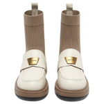 BASTO Cow Leather 16cm Stretch Boots 4CM Women"s