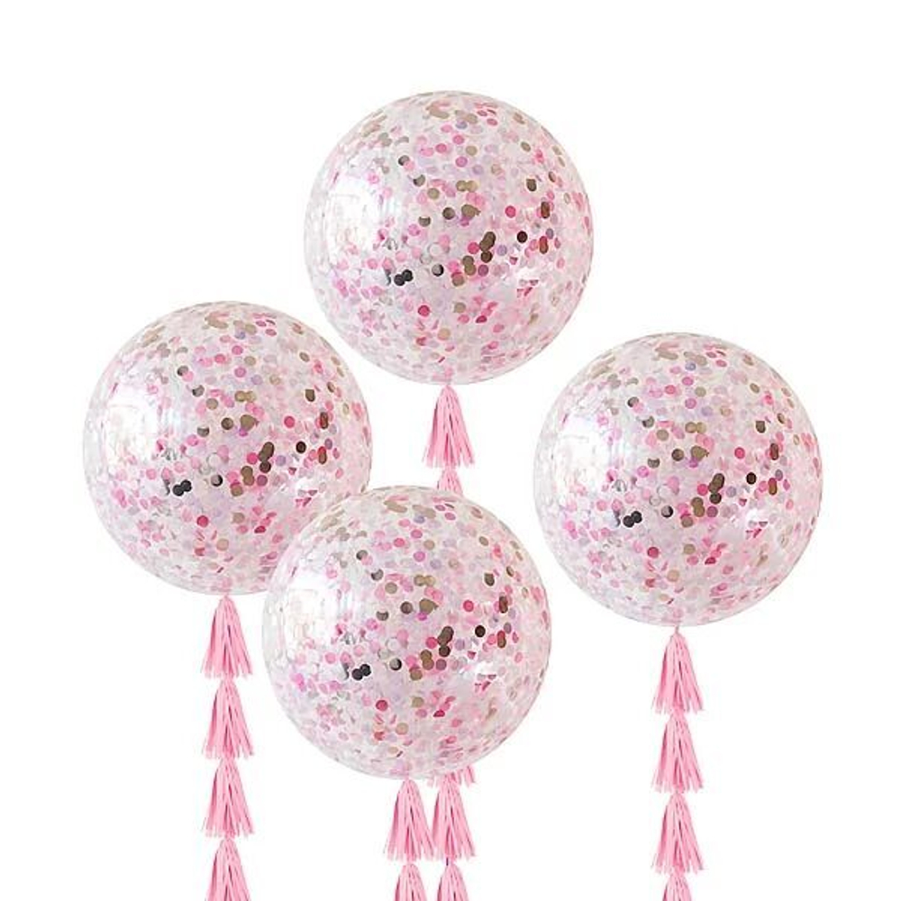Большой шар сфера с розовым конфетти - 60 см