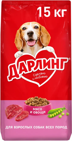 Дарлинг Мясо и овощи для взрослых собак 15кг.