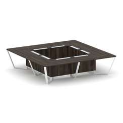 Steel Meet Стол переговорный квадратный KM-PR.B.SP-16K Дуб Мали/Графит Глянец/Металл Белый 3200*3200