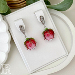 LEFIREL' Серьги серебряные женские "Лора" с цветами из муранского стекла / ювелирные украшения из родированного серебра 925
