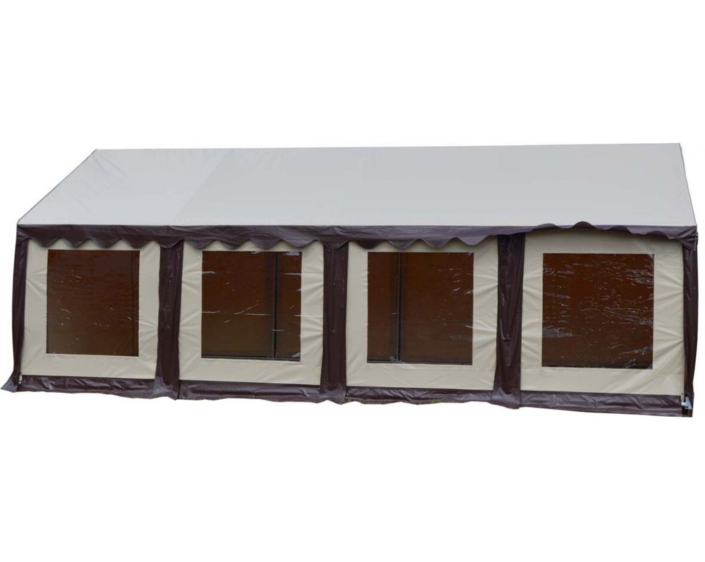 Шатер Митек "Гросс" 8 х 4 В комплекте: 4 стены с окном, 4 стены глухих, 2 стены с дверью.