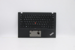 Верхняя панель с клавиатурой (топкейс) для ноутбука Lenovo ThinkPad X1 Carbon 5th Gen NFC, FingerPrint, черная, с подсветкой, раскладка - русская (01LV328)