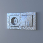 Выключатель двухклавишный проходной с подсветкой серебряный