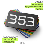 Номер на дверь 353, табличка на дверь для офиса, квартиры, кабинета, аудитории, склада, черная 120х70 мм, Айдентика Технолоджи