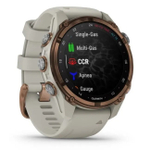 Умные часы Garmin Descent MK3i - 43 мм Бронзовый титан с PVD-покрытием, силиконовый ремешок французского серого цвета и трансивер Descent T2