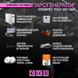 Парогенератор для хамама и турецкой бани Steamtec TOLO-240-KEY, 24 кВт (стандартный модуль управления)