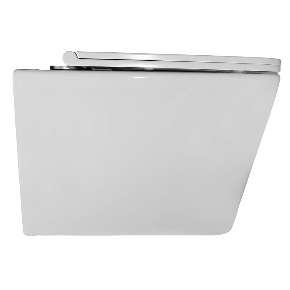 Унитаз подвесной Azario Cascad 525x345x360 безободковый, система смыва "Скрытое Торнадо", в комплекте с быстросъемным сиденьем микролифт (AZ-2303A)