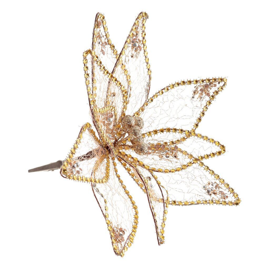 GAEM Цветок искусственный "Пуансеттия" (на клипсе), L23 W23 H12 см