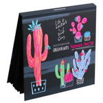 Скетчбук 160*160 мм., 64л., "Разноцветные суккуленты" 120 г/м2, Проф-Пресс, 7БЦ, ламинация, жёсткая подложка, черный офсет