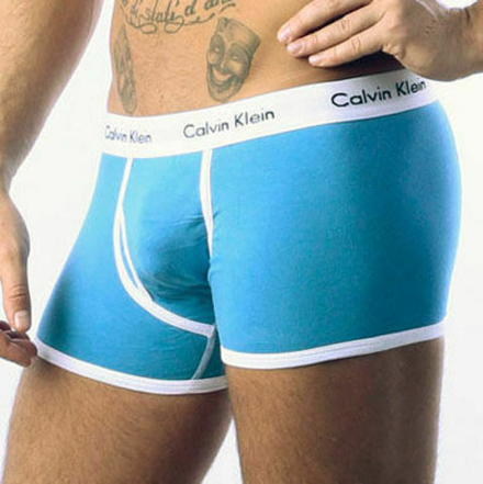 Мужские трусы боксеры бирюзовые с белой резинкой Calvin Klein 365 Turquoise White