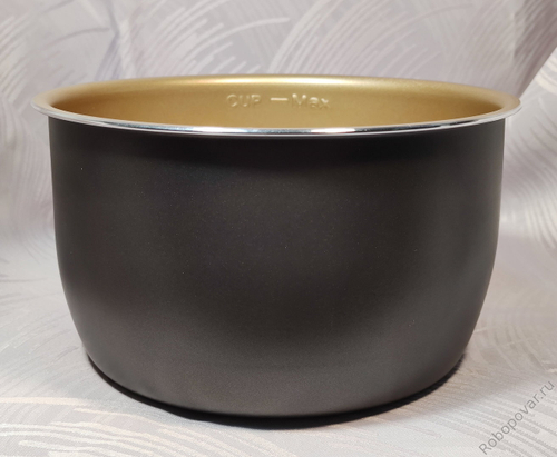 Чаша с утолщёнными стенками и бронзо-тефлоновым покрытием для мультиварки-скороварки на 5 литров формата YBD