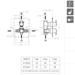 Встраиваемый термостатический смеситель для душа на 2 выхода DRAKO 338712S