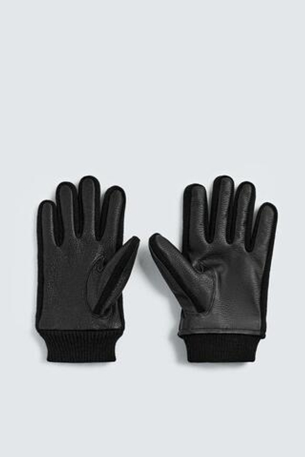 ZARA КОМБИНИРОВАННЫЕ КОЖАНЫЕ ПЕРЧАТКИ, ЧЕРНЫЙ